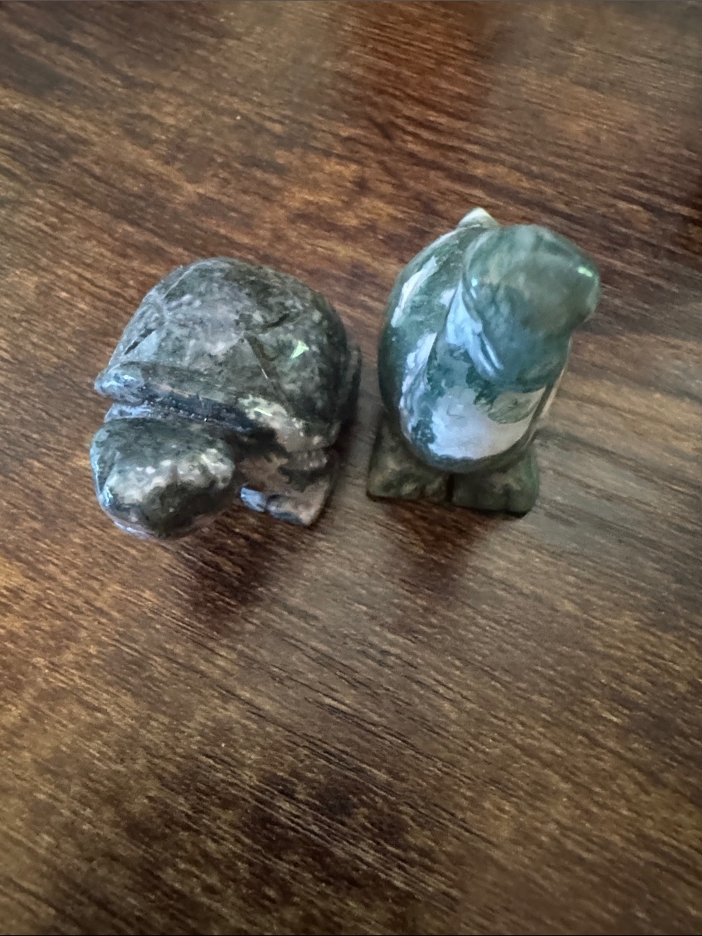 Green Moss Agate Turtle and Dinosaur Decorative Figurines - Home Accents